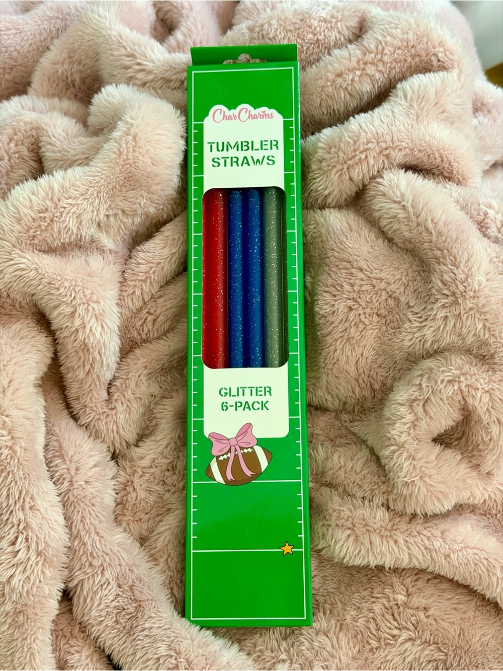 Glitter Tumbler Straws - 6-Pack (Red, Blue, Green)